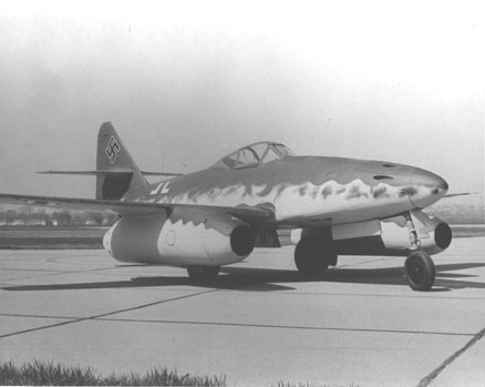 Two Jumo 004 engines powered the Me 262. This was the first jet fighter to fly in combat.