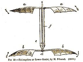 P‚naud's flying screw, which the French called a Helicopt‚re, consisted of two superimposed screws rotating in opposite dire