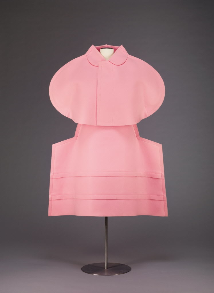 Rei Kawakubo's polyester and cotton jacket and skirt for Commes des Garçons spring 2011 collection. The Mary Baskett Collection of Japanese Fashion at the Crow.