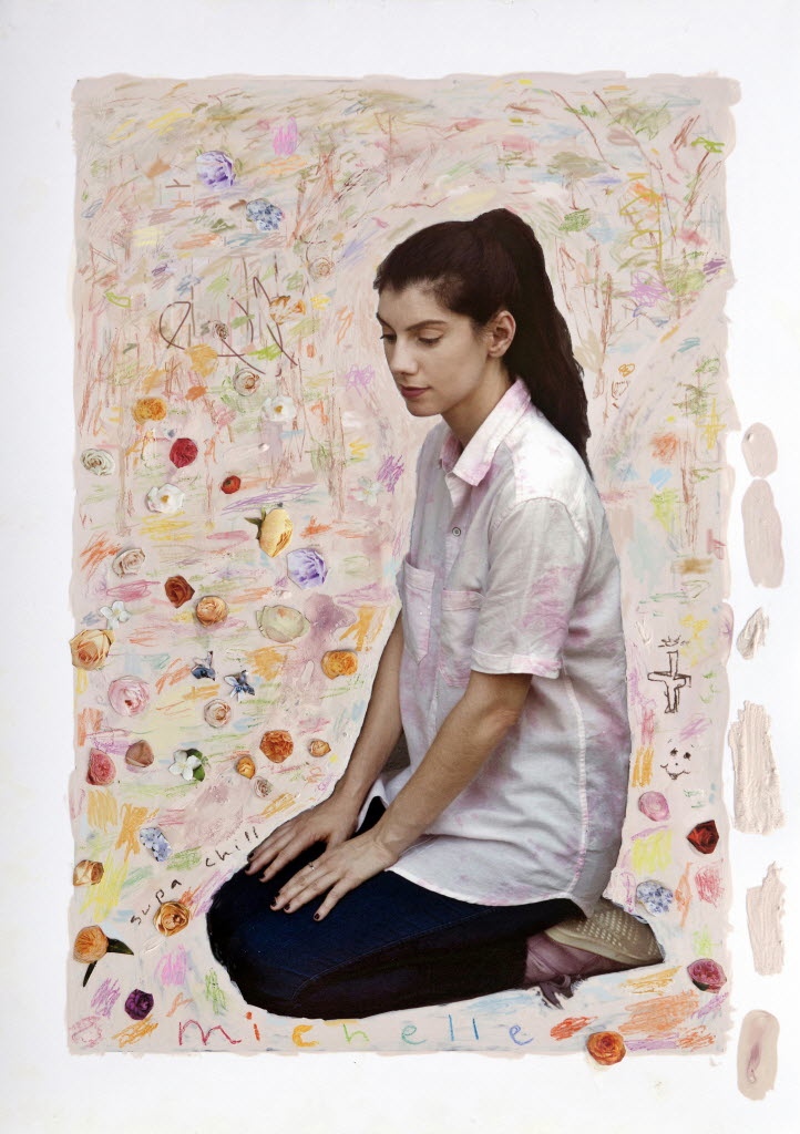 A collaboration by Michelle Rawlings and Nan Coulter using paint, pencil, photography, and collage.