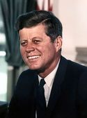 John F. Kennedy, photographed in the Oval Office