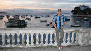 Robert Snyder takes a break at Baia de Guanabara, Brazil's second largest bay.