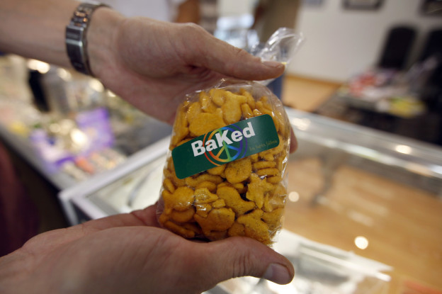 A baked food made of marijuana is seen at Perennial Holistic Wellness Center medical marijuana dispensary, which opened in 2006, on July 25, 2012 in Los Angeles, California. (Photo by David McNew/Getty Images)