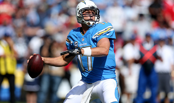 Quarterback Philip Rivers #17 of the San Diego Chargers throws a pass against the Kansas City Chiefs at Qualcomm Stadium on October 19, 2014 in San Diego, California.  (Photo by Stephen Dunn/Getty Images)