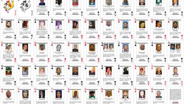 The Chief States Attorney's office has released the third set of unsolved homicide playing cards. Image courtesy of the Chief States Attorney's office.
