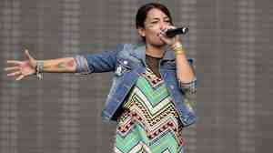 Chilean singer and musician Ana Tijoux performs during the Mexican musicial festival Vive Latino, at the Foro Sol in Mexico City, on March 28, 2014.