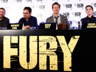 Director David Ayer, actors Michael Pena, Brad Pitt and Logan Lerman attend the press conference for "Fury" during the 58th BFI London Film Festival at The Corinthia Hotel on October 19, 2014 in London, England. (credit: Tim P. Whitby/Getty Images for BFI)