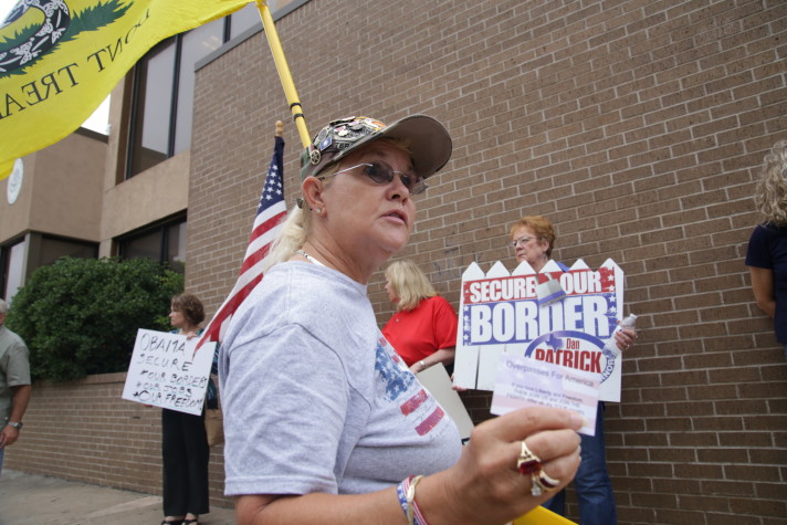 Anti-immigration protestors at a demonstration at the Mexican consulate in Austin, July 18.