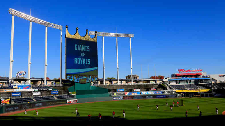 Kauffman Stadium in Kansas City, Mo., a day before Game 1 of the 2014 World Series.