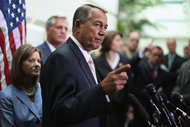 Speaker John A. Boehner of Ohio, seen here in July, has been promoting a roster of 46 House-passed jobs bills that Republicans say could finally make it to President Obama’s desk if voters put them in charge of the Senate.