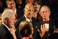 Oscar de la Renta, center, was honored in April at the Plaza Hotel with the Carnegie Hall Medal of Excellence. Bill Clinton, left, and Michael R. Bloomberg celebrated with him.