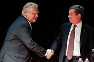 Mayoral candidates Doug Ford, left, and John Tory have both indulged in the uniquely charmless rhetoric of rich white men calling each other privileged.