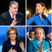 Clockwise from top left: Senator Mark Pryor of Arkansas; Alison Lundergan Grimes, Senate candidate in Kentucky; Michelle Nunn, Senate candidate in Georgia; Senator Mark Begich of Alaska; Senator Mary Landrieu of Louisiana; Senator Kay Hagan of North Carolina