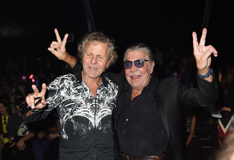 Renzo Rosso and Roberto Cavalli at Just Cavalli show during the Milan Fashion Week.