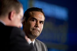Land Commissioner candidate George P. Bush listens to an Evan Smith question at TribFest on Sept. 19, 2014
