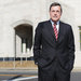 James. R. Hodge, outside of Hodge Hall at Indiana University's Kelley School of Business.