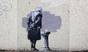 The Banksy image in Folkestone before it was vandalised