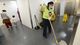 Maria Uruchimadecriollo cleans a bathroom JFK Terminal