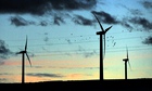 Wind turbines at Scottish Power's Dun Law windfarm, south of Edinburgh.