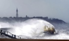 Large waves hit the seafront at Blackpool, as the remnants of Hurricane Gonzalo blew into Britain.