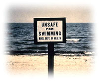 Unsafe for swimming sign