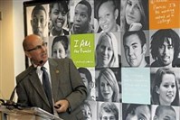  Executive director Saleem Ghubril delivers the Pittsburgh Promise's 2013 report at the American Eagle headquarters in the South Side.