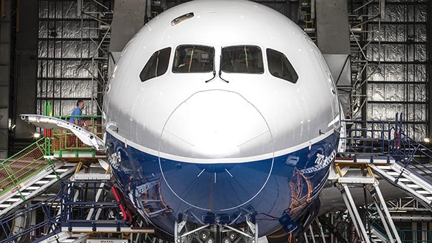 A Boeing 787 Dreamliner test aircraft in a hangar at Air New Zealand Ltd.'s technical operations base at Auckland International Airport on Jan. 5