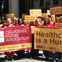 Members of the California Nurses Association say they rallied in Sacramento in May to raise public awareness of their concerns about patient care in California hospitals. 