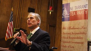 Gubernatorial candidate Greg Abbott speaks at a NE Tarrant Tea Party meeting at Concordia Lutheran Church in Bedford.