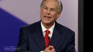 Attorney General Greg Abbott in his second and final gubernatorial debate with state Sen. Wendy Davis, D-Fort Worth in Dallas, Texas on Sept. 30, 2014.