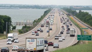 Traffic on I-30 on the eastern side of Lake Ray Hubbard in Rockwall on June 6. This stretch of highway has become known for bad rush-hour traffic, which is expected to worsen as the area population grows. A proposed private tollway running between Greenville and Wylie looks to relieve that congestion.