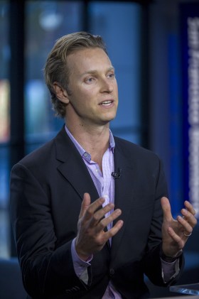 Sam Shank, chief executive officer and co-founder of HotelTonight Inc., speaks during a Bloomberg West Television interview in San Francisco, California on Jan. 2, 2014.