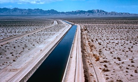 Water flows through the Southern California desert 