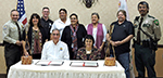 Regional Director Tom Melius and White Earth Nation Tribal Chairwoman Erma Vizenor, along with tribal and refuge architects. Credit: USFWS 