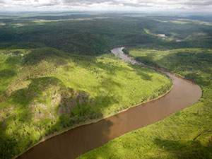 An aerial view of Biryusa river, some 420 km (261 miles) to the northeast of the Siberian city of Krasnoyarsk, June 29, 2009.Caption|REUTERS/Ilya Naymushin