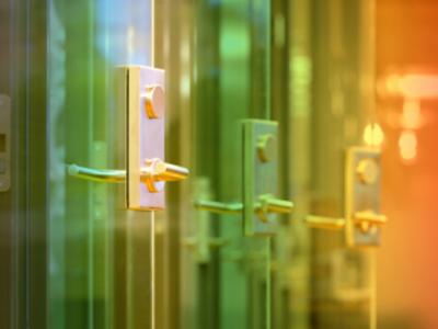 colored glass office doors