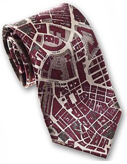 Red necktie with map of Boston