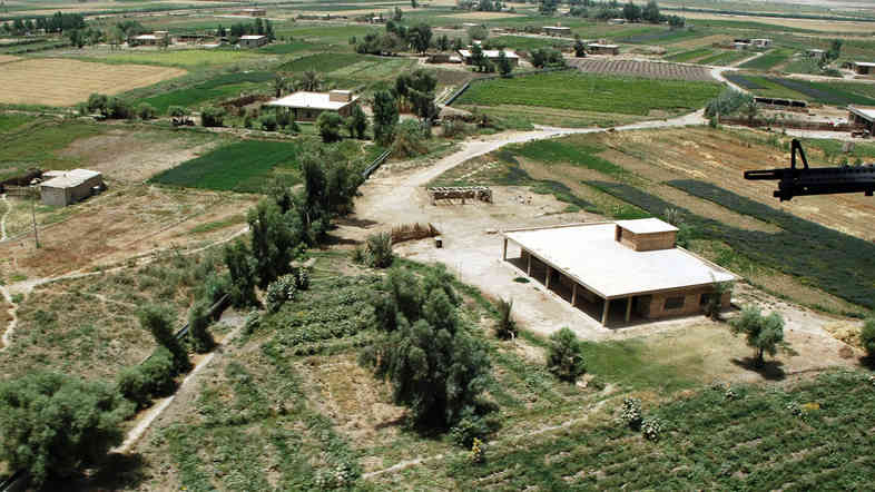 Farms outside Baghdad as seen from a U.S. Army Blackhawk helicopter. Much of Iraq's soil has a high salt content because of flooding and poor drainage.