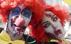 People dressed as zombie clowns take part in the Zombie Walk in the eastern French city of Strasbourg last month