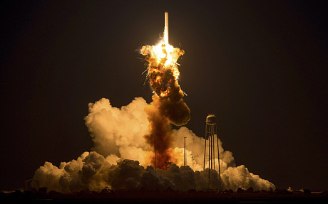 Nasa's unmanned Antares rocket has exploded seconds after lift off from a commercial launch pad at Wallops Island, Virginia 