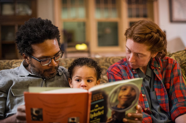 Osei Essed and Rachel Murphy with their almost 2-year-old son, Sparrow.