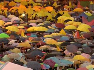 Massed Umbrella Raising Marks Hong Kong Milestone