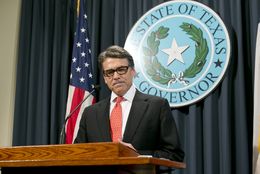 Gov. Rick Perry speaks to press a day after a grand jury indicted Gov. Rick Perry on Friday on charges of abuse of power August 16th, 2014