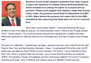 Breaking: Cuomo Issues Statement on Fracking !