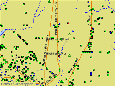 University Park, Texas environmental map by EPA
