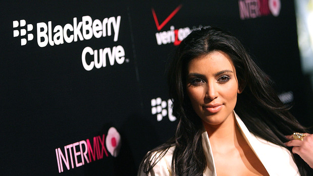 Kim Kardashian arrives at the launch party for the New BlackBerry 8330 Pink Curve in this Aug. 27, 2008 file photo in Los Angeles.