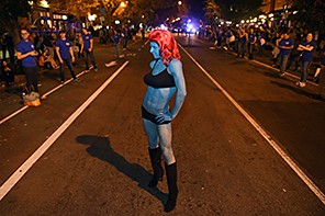WASHINGTON, DC - OCTOBER 28: Pasquale Guiducci of Washington, DC poses for photographs before the beginning of the annual 17th Street High Heel Race on Tuesday October 28, 2014 in Washington, DC. (Photo by Matt McClain/ The Washington Post)