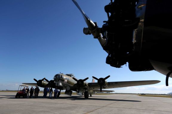 A Boeing B-17G Flying Fortress sits regally at the unveiling of the master plan for the $35 million, 130,000 square-foot Lone Star Flight Museum at Ellington Airport﻿.