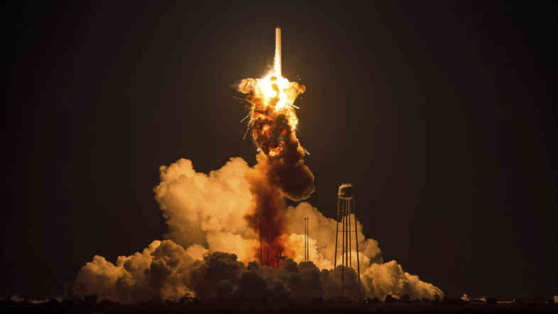 The Orbital Sciences Corporation Antares rocket suffers a catastrophic anomaly moments after launch at NASA's Wallops Flight Facility in Virginia on Tuesday.