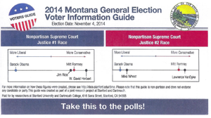 The flier sent to Montana voters by political scientists at Stanford University and Dartmouth College to study voter interest in nonpartisan races. Fliers were also sent to voters in California and New Hampshire.